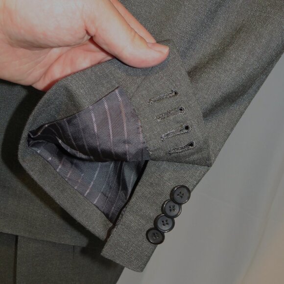 Tom Ford Gray Hopsack Current Silk Blend Peak Lapel Two Button Suit 44R - Picture 10 of 16